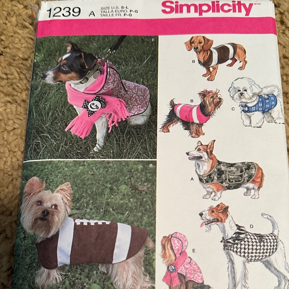 Brand, New, Simplicity Dog Coat Pattern -  Uncut & Factory Folded